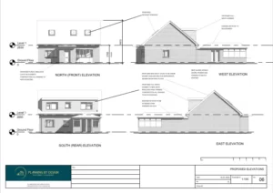 Architect drawings and planning permission for a first floor extension to a bungalow
