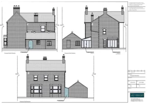 Architect Drawings and Planning Permission for a link between the main house and an outbuilding