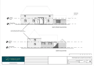 Architect Drawings and Planning Permission for a Change of Use from Office to Residential House