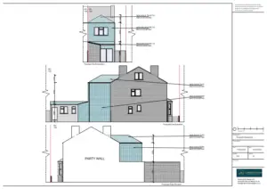 Architect Drawings and Planning Permission for Two Double Storey Side and Rear Extensions