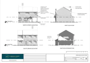 Architect Drawings and Planning Permission for Erection of Part Single and Part Two Storey Side Extension
