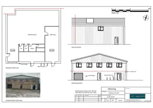 Architect Drawings and Planning Permission for a Change of Use from Commercial to Storage and Distribution