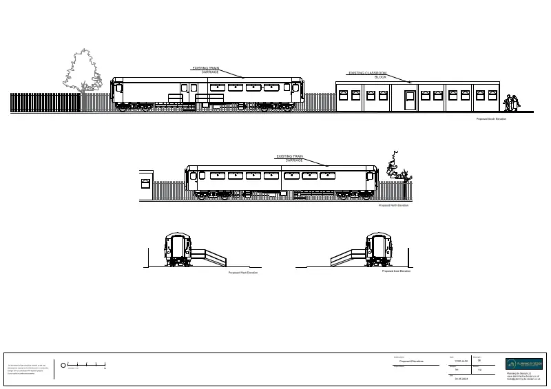 Architect Drawings and Planning Permission for a Change of Use of Train Carriage to Commercial Use Within the School