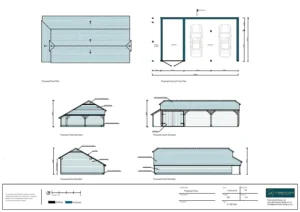 Architect Drawings and Planning Permission for Construction of a Three-Bay Garage