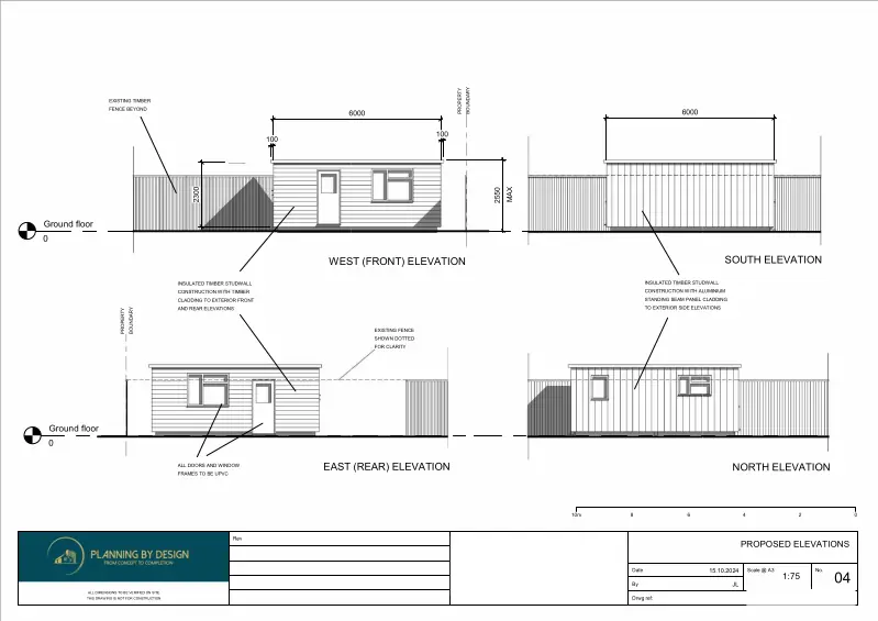 Architect Drawings and Planning Permission for Construction of a Single-Storey Garden Annex