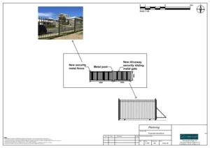 Architect Drawings and Planning Permission for Gates and Security Fencing Installation at the Entrance to the Car Park