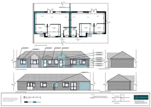 Architect Drawings and Planning Permission for Single-Storey Side Extension and Subdivision of Detached Bungalow into Two Semi-Detached Bungalows