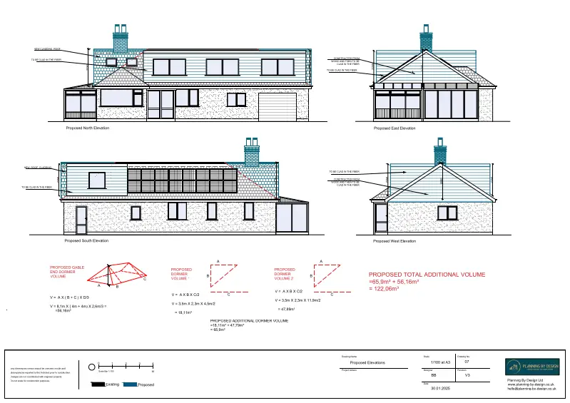 Architect drawings and planning permission for Loft Conversion Incorporating Four Dormer Window