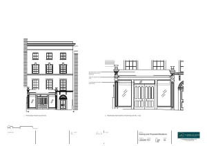 Architect Drawings, Planning Permission, Advertising Consent for External Alterations to New Shopfront and Internal Alterations to Accommodate a New Italian Restaurant