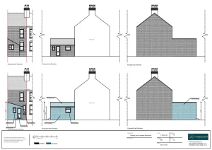 Architect Drawings and Planning Permission for Demolition and Reconstruction of a Single-Storey Extension in a Conservation Area