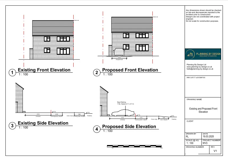 Architect Drawings and Planning Permission for Dropped Kerb for the Flat
