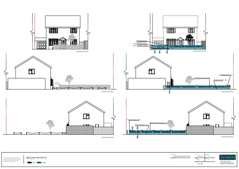 Architect Drawings and Lawful Development Certificate for Erection of a Front Boundary Fence and Gate
