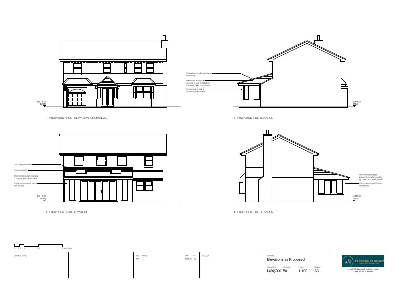Architect Drawings and Planning Permission for Change of the Glass Roof on the Conservatory to a Tiled Roof