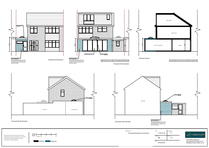 Architect Drawings and Planning Permission for the Single-Storey Side and Rear Extensions and the Conversion of an Existing Outbuilding