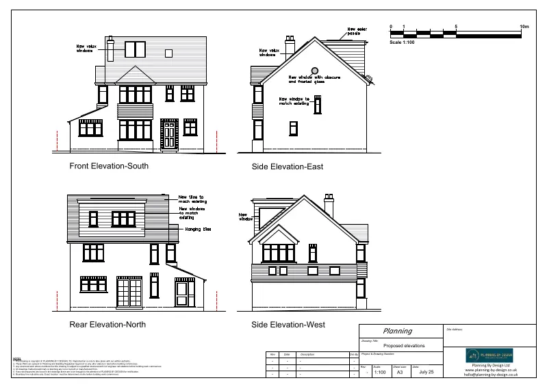 Architect drawings and planning permission for Loft Conversion, a Full Hip To-Gable Extension and Solar Panels