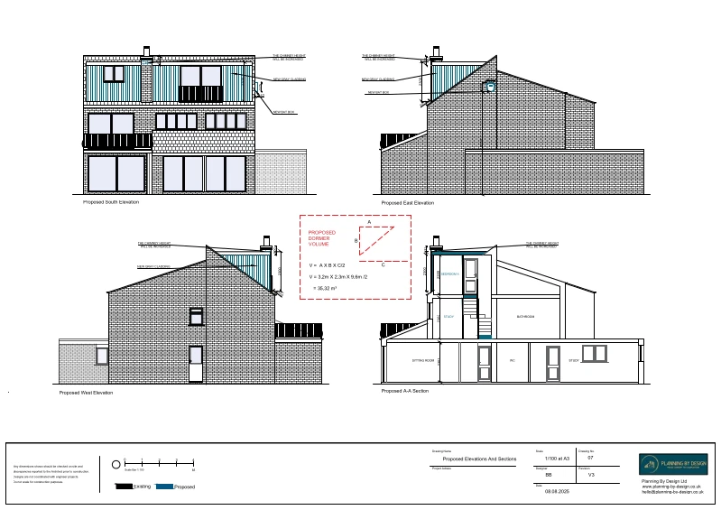 Architect Drawings and Planning Permission for The Construction of a Rear Dormer with a Juliet Balcony