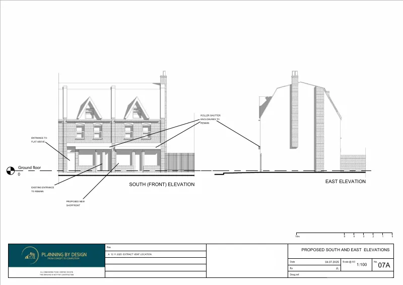Architect Drawings and Planning Permission for Change of Use From Bike Shop (Class E) to Self-Service Launderette (Class SG)