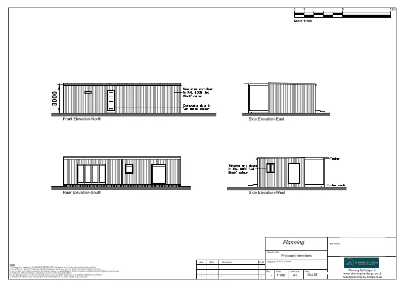 Architect Drawings and Lawful Development Certificate for Installation of Two Shipping Containers to be Used as Ancillary Accommodation