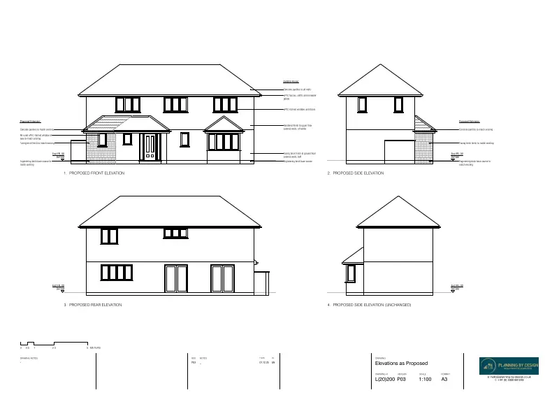 Architect Drawings, Planning Permission for Single Storey Extension To the Front Porch