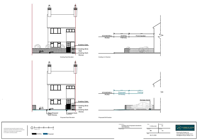 Architect Drawings and Planning Permission for Creation of Vehicular Access Onto Classified road (Class A) and Installation of Driveway