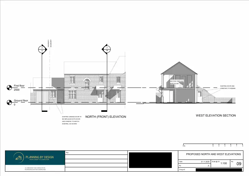 Architect Drawings and Planning Permission for Garage Conversion for Childminding Use