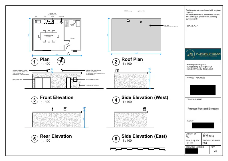 Architect Drawings and Retrospective Planning Permission for Construction of Outbuilding
