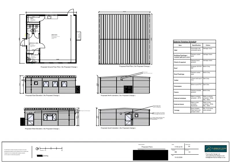 Architect Drawings and Retrospective Planning Permission for Permanent Retention of a class Room Modular Unit