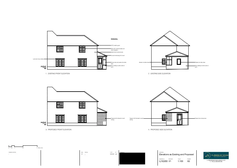 Architect Drawings and Planning Permission for Conversion of Existing Porch Into Store and Relocation of Front Door