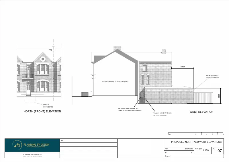 Architect Drawings and Planning Permission for Single Storey Extension and Internal Reconfiguration