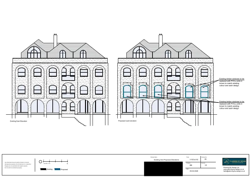 Architect Drawings and Planning Permission for Replacement of Harbour-Facing Windows