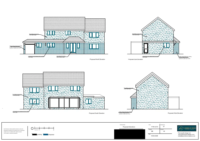 Architect Drawings and Lawful Development Certificate for New Rendering and Repositioning of Windows