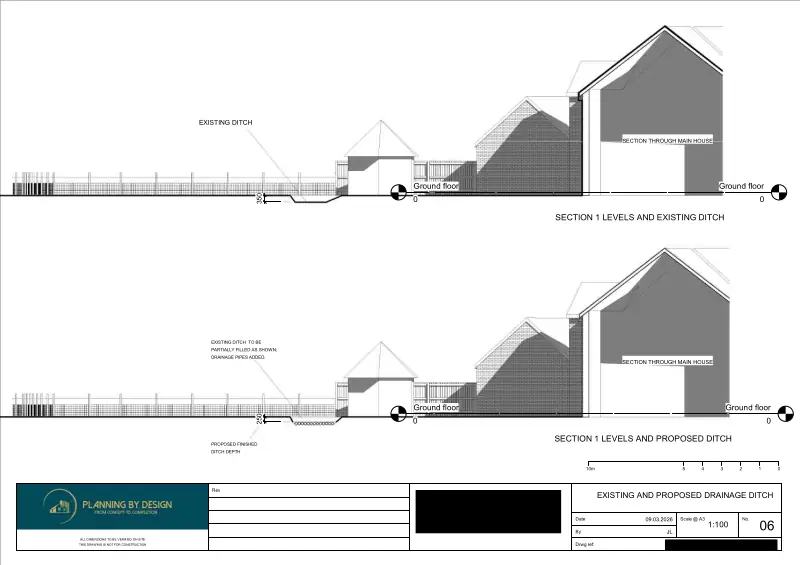 Architect Drawings and Retrospective Planning Permission for Change of Use from Agricultural Land to Residential Curtilage