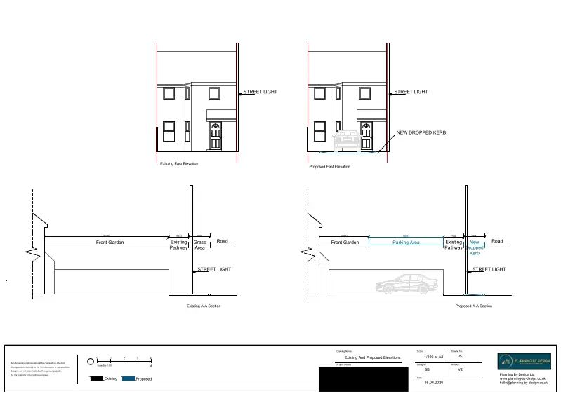 Architect Drawings and Lawful Development Certificate for Front Hardstanding and Vehicle Crossover
