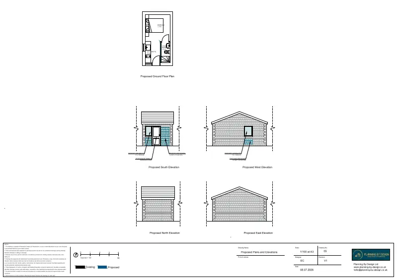 Architect Drawings and Planning Permission for Erection of New Side Extension Above Garage Conversion
