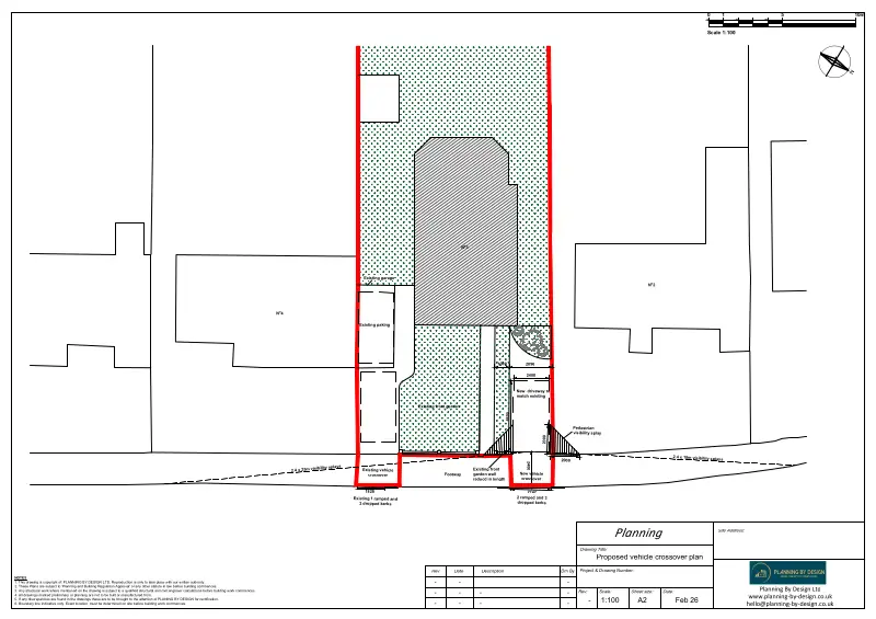 Architect Drawings and Planning Permission for Dropped Kerb/Vehicle Crossover to be Used as a Driveway For Car Parking