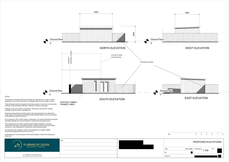 Architect Drawings and Planning Permission for Change the Use of an Existing Garden Outbuilding to a Small Commercial Gym